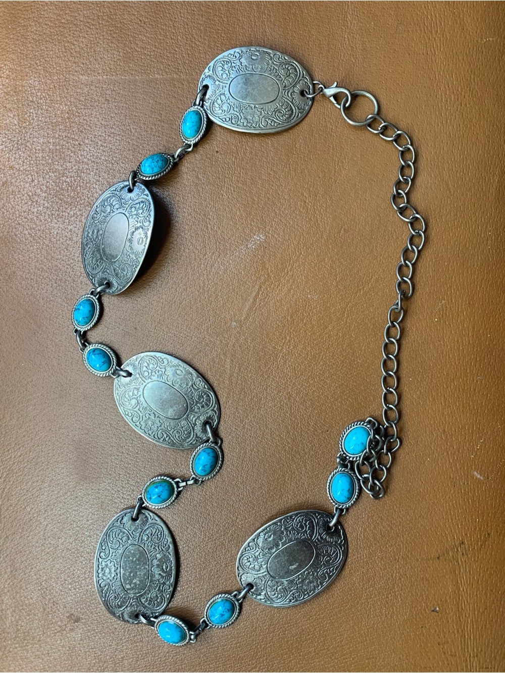 Vintage Jewelry Silver & Turquoise Concho Belt